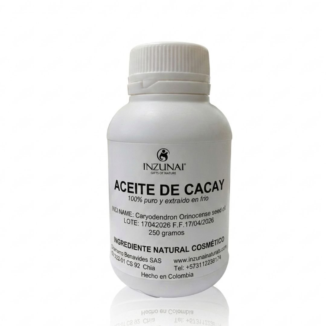 Frasco de Aceite de Cacay puro 250g prensado en frío Inzunai Naturals - Ingrediente natural con validaciones científicas